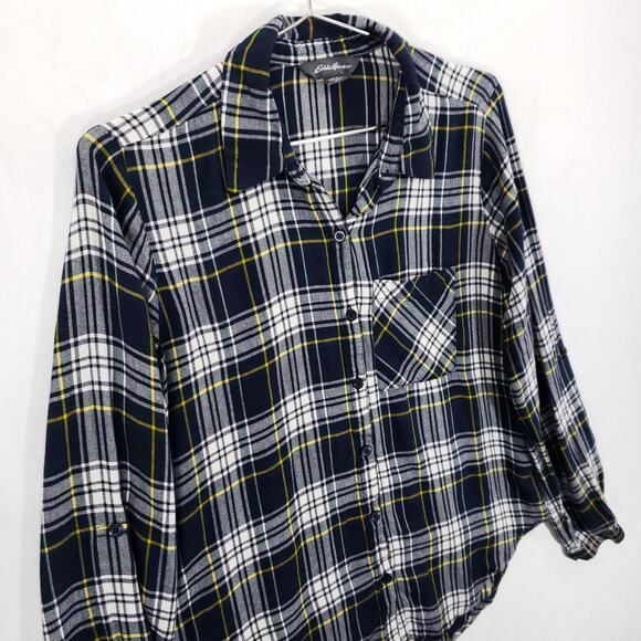Eddie Bauer Flannel Womens Small Multicolor Plaid Long Sleeve Button Up Shirt - Picture 4 of 6